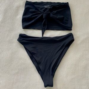 Stone Fox Swim, Black, High Waist Bikini, Size M Bottom, O/S Top, Top Reversible